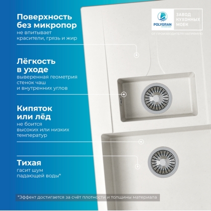 Мойка кухонная POLYGRAN BRIG 870 (белый хлопок №36) Мойка кухонная POLYGRAN BRIG 870 (белый хлопок №36)